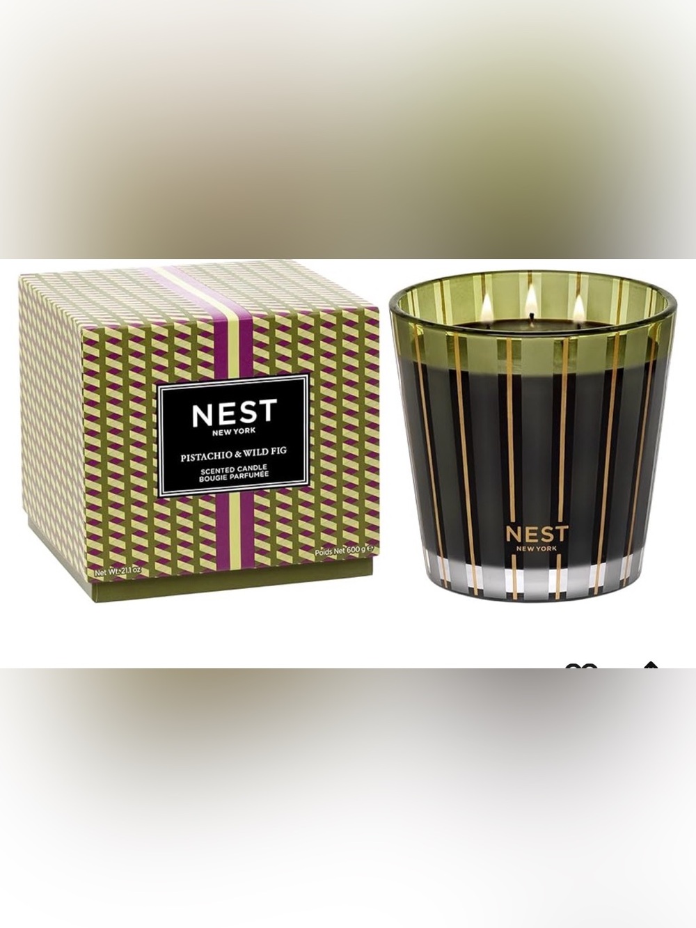 Nest Pistachio and Wild Fig Scented 3 wick luxury candle